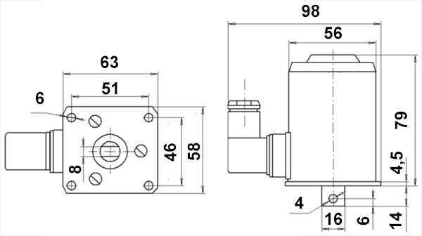 Габариты электромагнита ЭМД-1110
