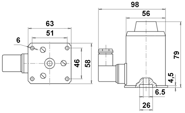 Габариты электромагнита ЭМД-1211