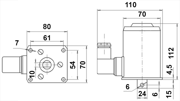 Габариты электромагнита ЭМД-3122