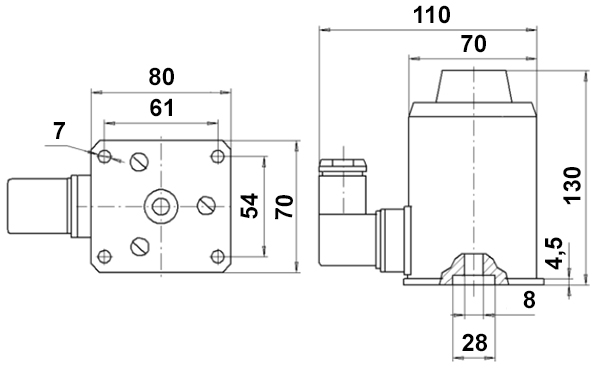 Габариты электромагнита ЭМД-3220