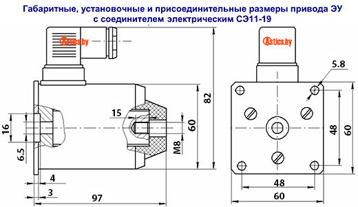 Габаритные и установочные размеры ЭУ5