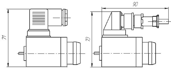 Габаритные размеры  электромагнит ПЭ-36 с СЭ11-19